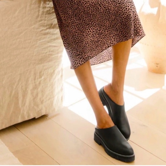 Jenni Kayne Leather Lug Mules Size 9 Black 39 NWOB - Picture 11 of 15